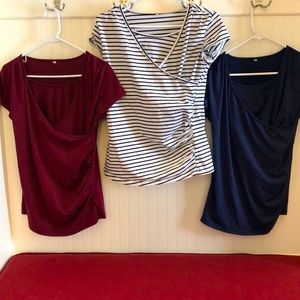 Set of 3 Maternity Nursing Side Ruched Shirts